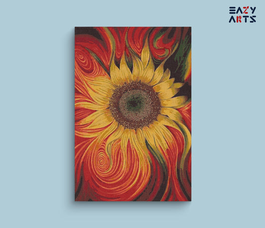 Red and Yellow Sunflower Paint By Numbers kit