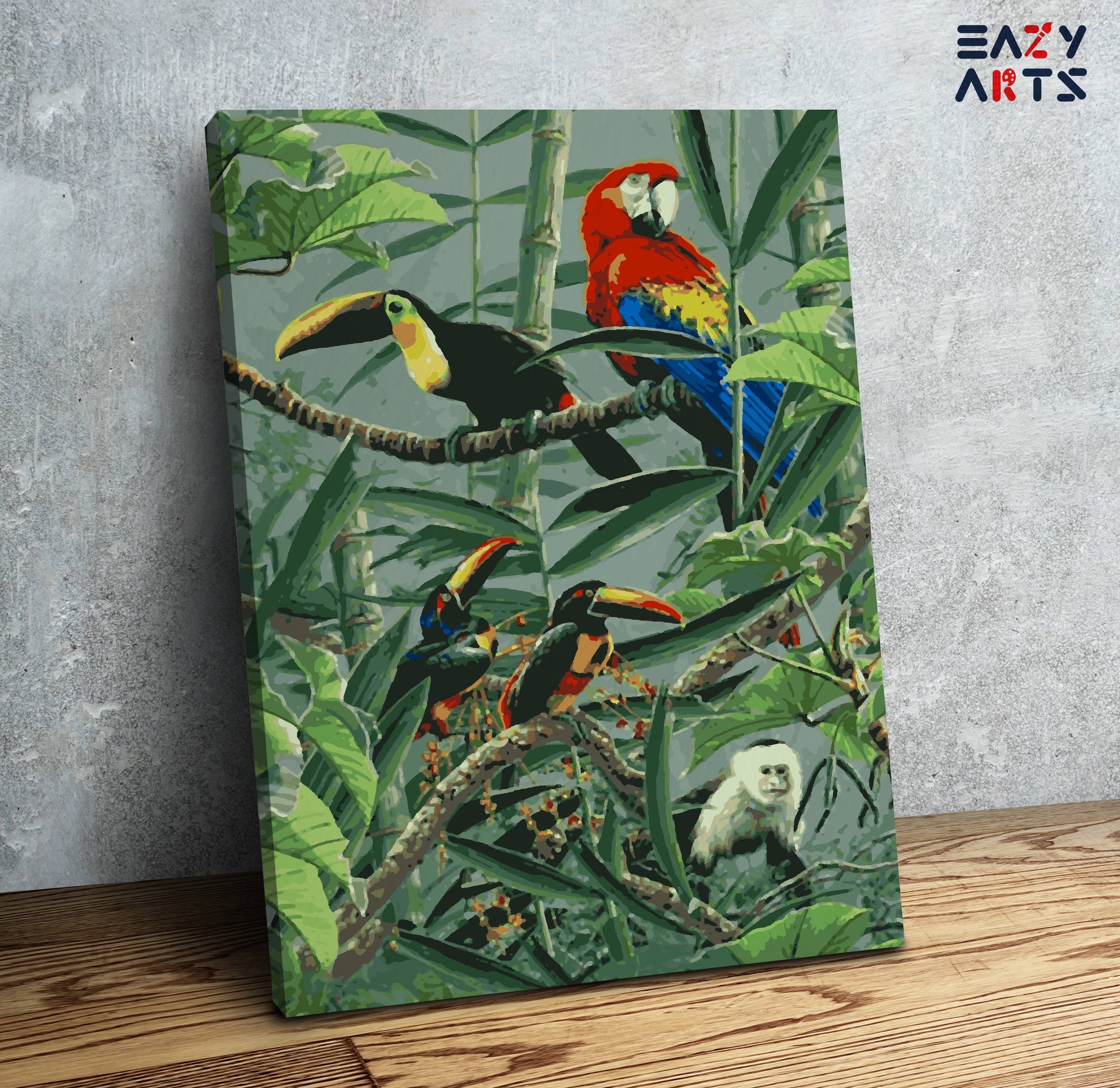 Birds and Monkey In Jugle Paint by Numbers Kit