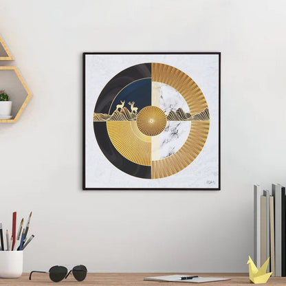 Golden Embossed Wall Painting For Home Decoration , Paintings for Living Room , Modern Art Wall Pinting, For Home Decor (12X12 INCH)