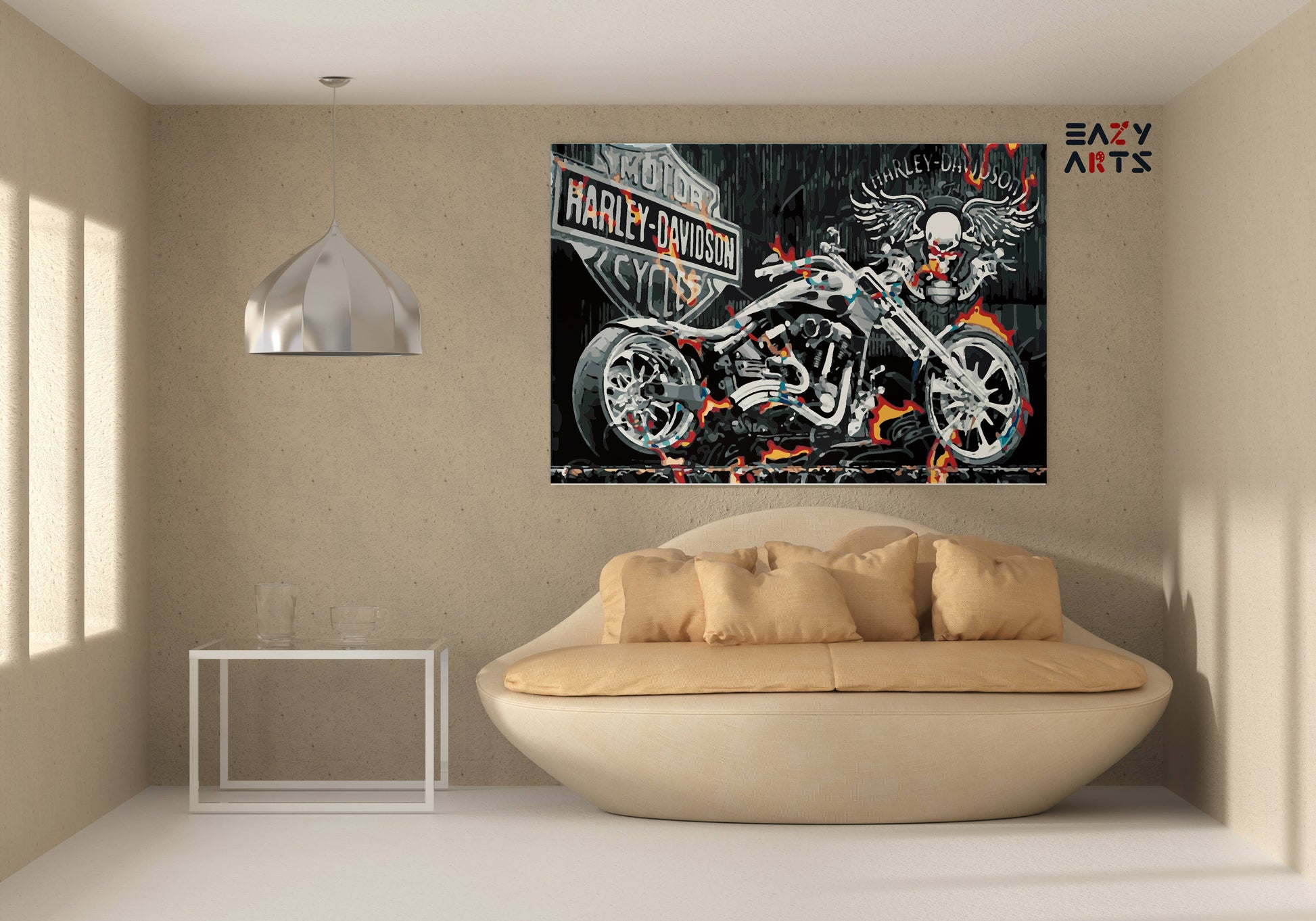 Harley Davidson Black Bike Paint By Numbers kit