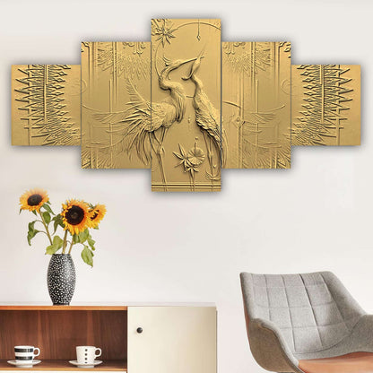 Nature Set of Five 3D Framed Paintings for Wall Decoration – Ideal for Home, Living Room, and Bedroom (75 x 43 CM)
