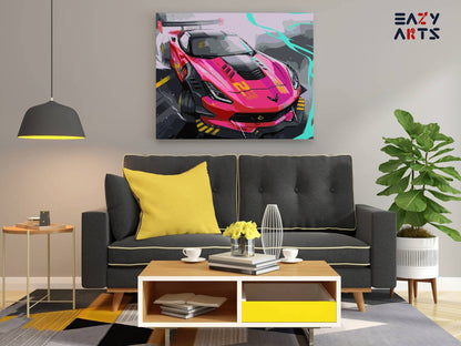 Pink Racing Car Paint By Numbers kit