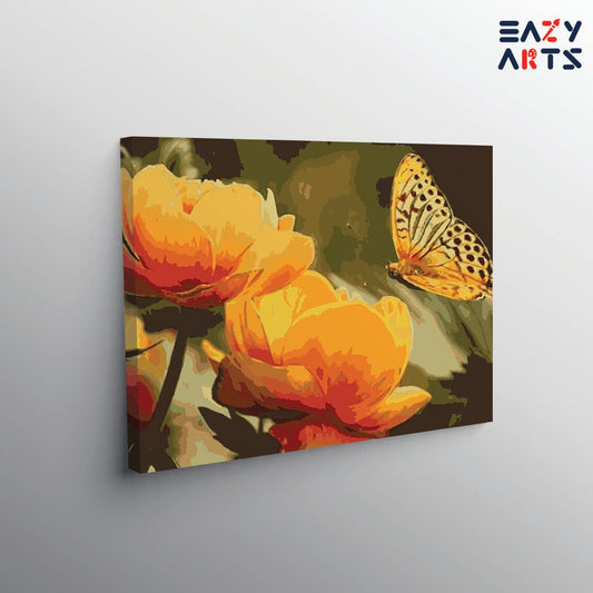 Yellow Flowers and Butterfly PBN kit