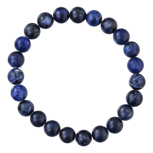 Blue Sodalite – Stone of Wisdom – Handmade Yoga Stretch Elastic Bracelet Natural Stone Crystal Healing Power Energy Gifts for Unisex Adult 8mm Gemstone