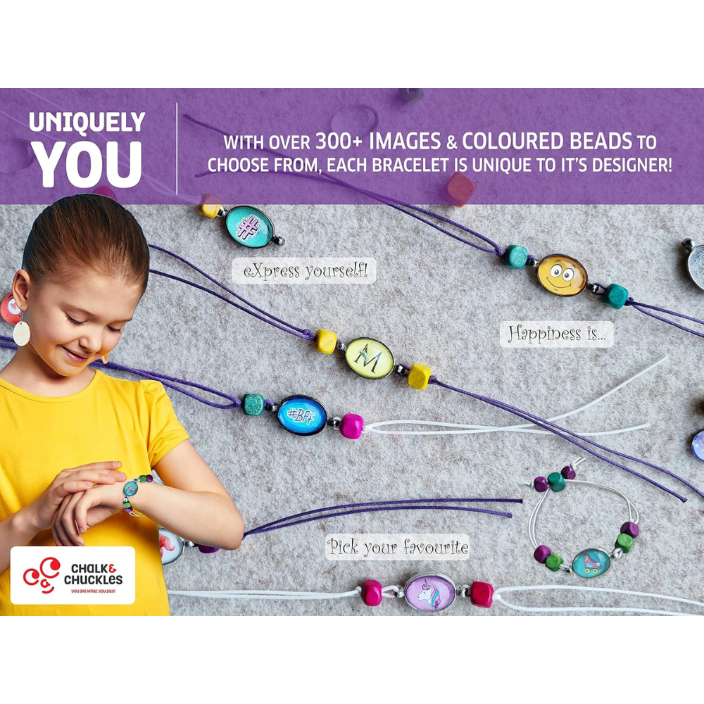 Chalk and Chuckles Art and Craft Kit, Bracelet Making Kit for Kids | Diy Jewellery Making Toy for Kids | Metal, Multicolor