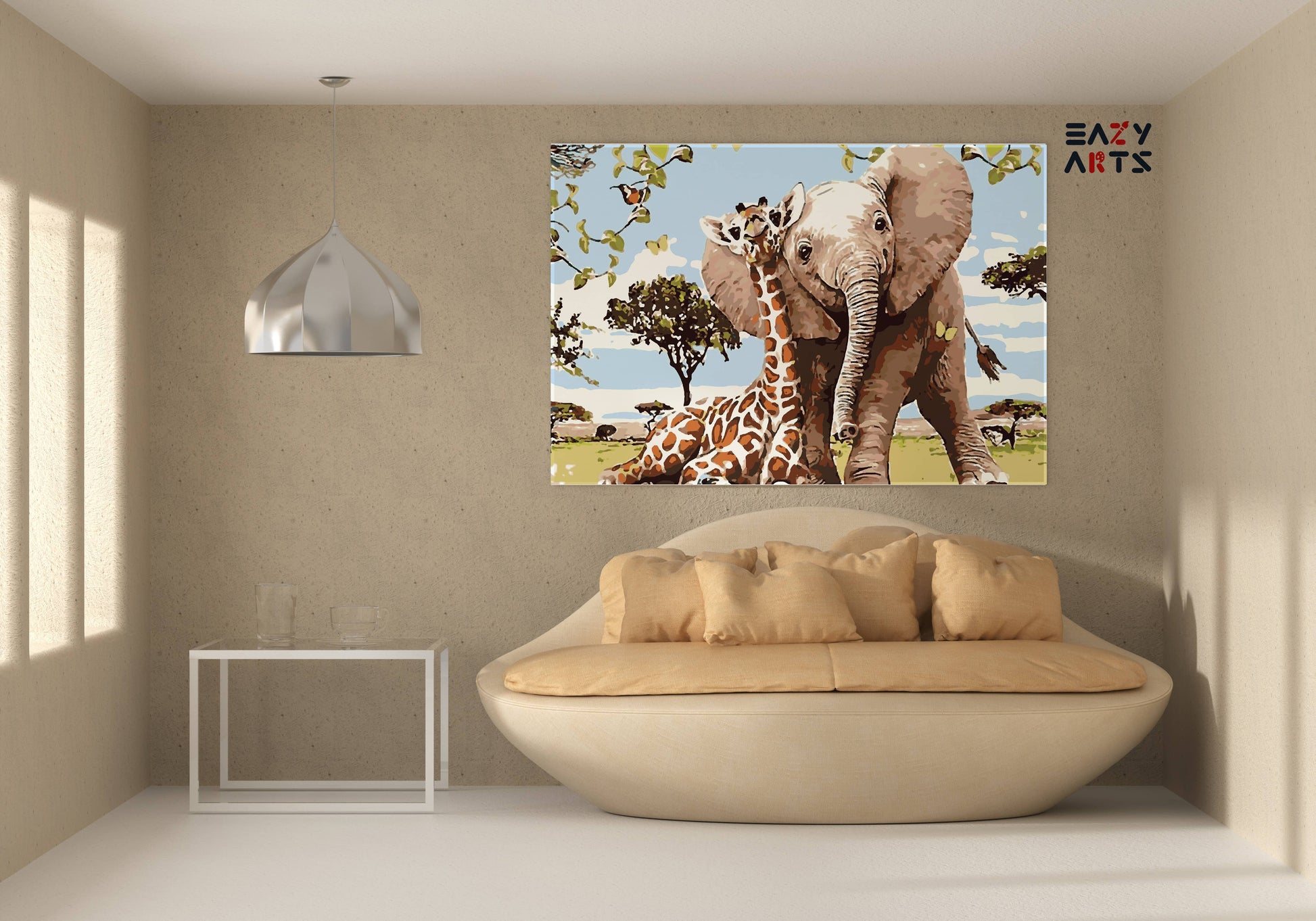 Elephant and Giraffe Paint By Numbers Kit