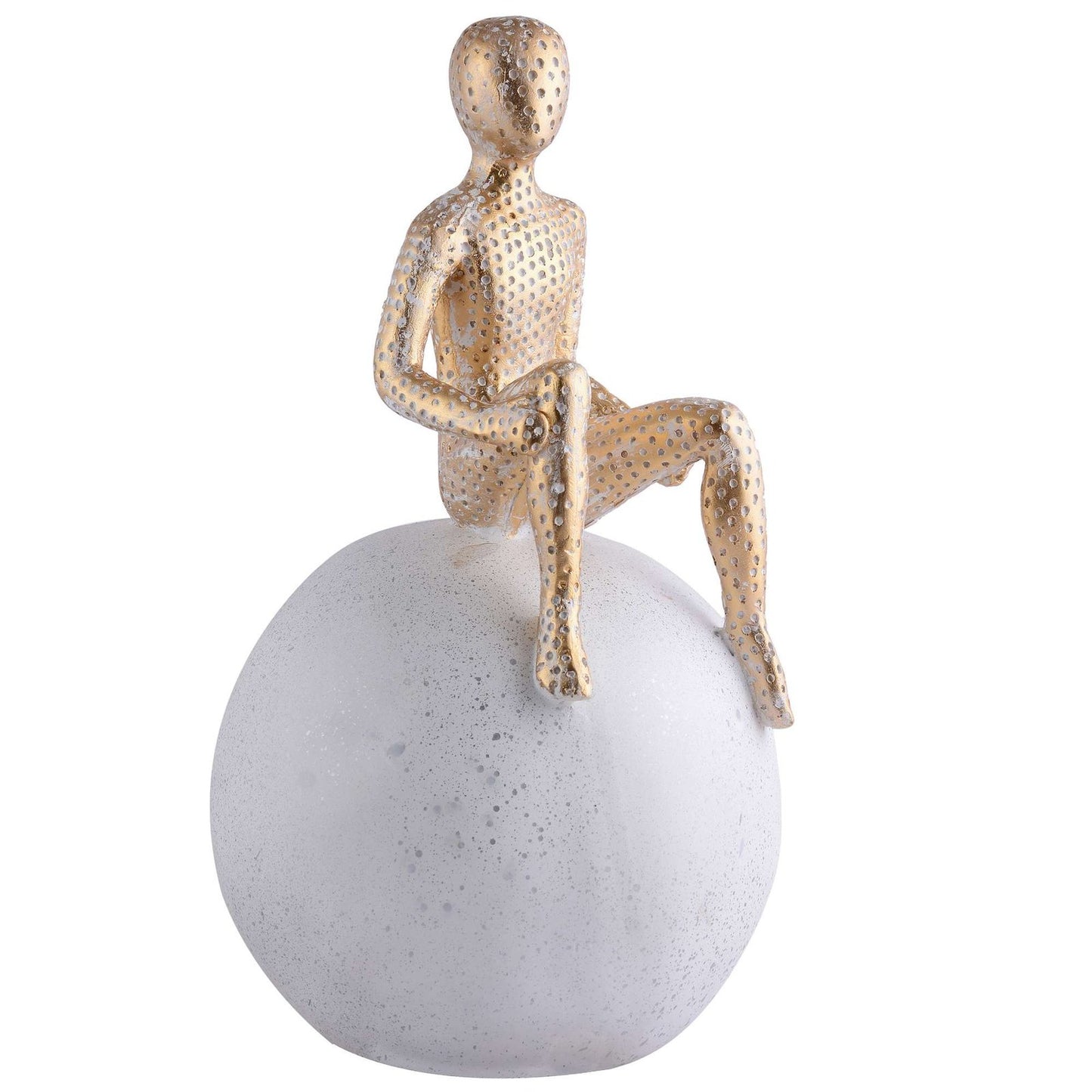 Men Sitting on Ball Showpiece for Home Decor Showpiece, Atlas Sculpture for Office Table Décor multicolour
