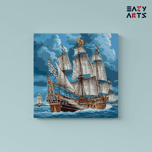 Pirate Ship In Ocean Paint By Numbers kit