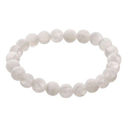 Selenite Crystal Bead Bracelet – Healing Crystal Bracelet for Women and Men’s Gifts – 8mm Round Beaded Stretchy Healing and Protection Gemstone Bracelet