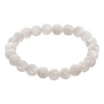 Selenite Crystal Bead Bracelet – Healing Crystal Bracelet for Women and Men’s Gifts – 8mm Round Beaded Stretchy Healing and Protection Gemstone Bracelet