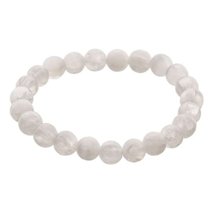 Selenite Crystal Bead Bracelet – Healing Crystal Bracelet for Women and Men’s Gifts – 8mm Round Beaded Stretchy Healing and Protection Gemstone Bracelet