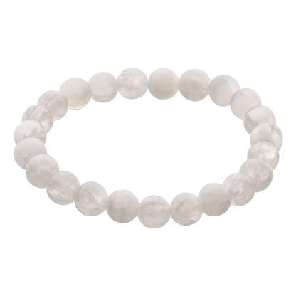 Selenite Crystal Bead Bracelet – Healing Crystal Bracelet for Women and Men’s Gifts – 8mm Round Beaded Stretchy Healing and Protection Gemstone Bracelet
