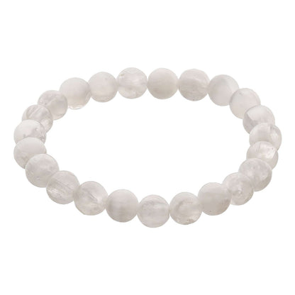 Selenite Crystal Bead Bracelet – Healing Crystal Bracelet for Women and Men’s Gifts – 8mm Round Beaded Stretchy Healing and Protection Gemstone Bracelet