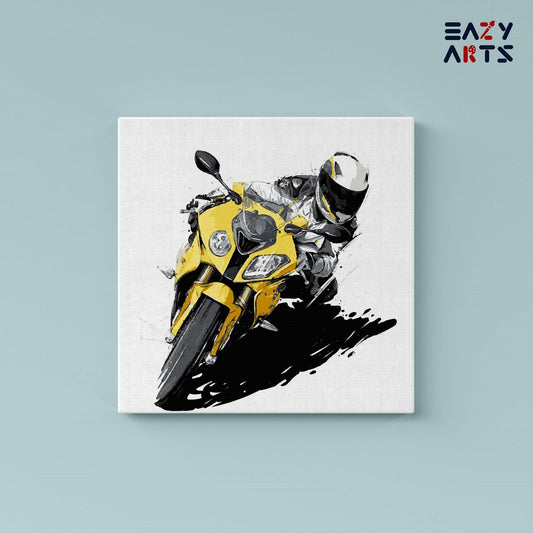 Yellow Bike With Rider Paint By Numbers kit