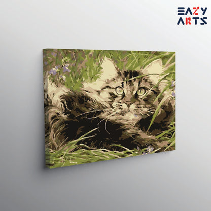 Cat Playing In Grass Paint by Numbers Kit