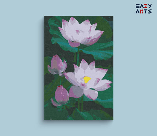 Beautiful Pink and Yellow Lotus Paint By Numbers kit