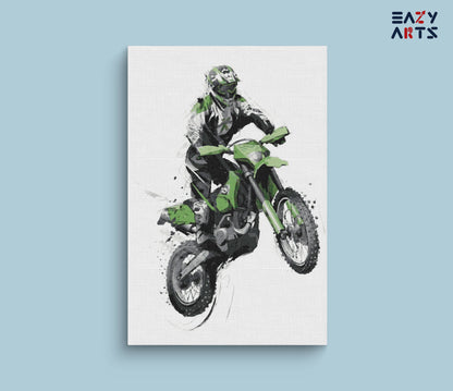 Green Bike With Rider Paint By Numbers kit