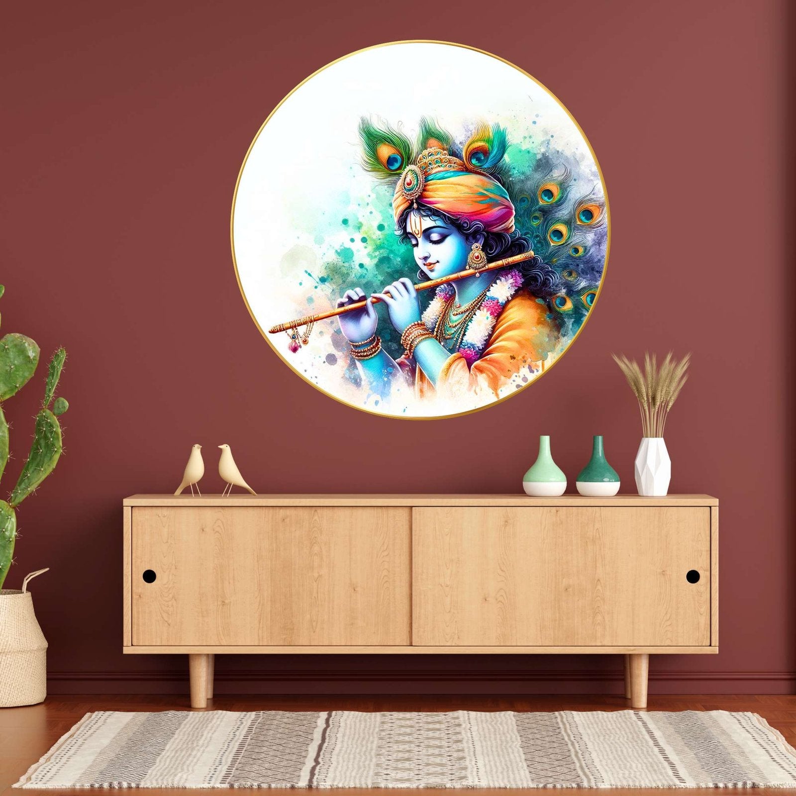 Wall Painting for Wall Decoration with Frame Sparkle Glossy Round Golden Framed Large Painting Office, Living Room, Bedroom, Home Decoration