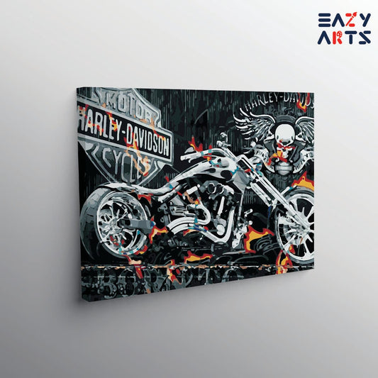 Harley Davidson Black Bike Paint By Numbers kit