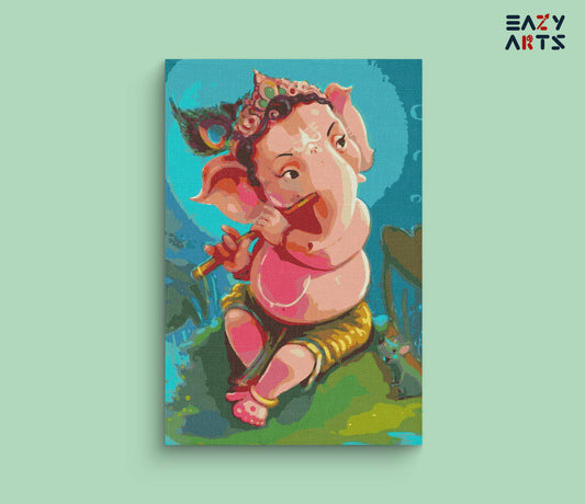 Lord Ganesha Playing Flute Paint By Numbers kit