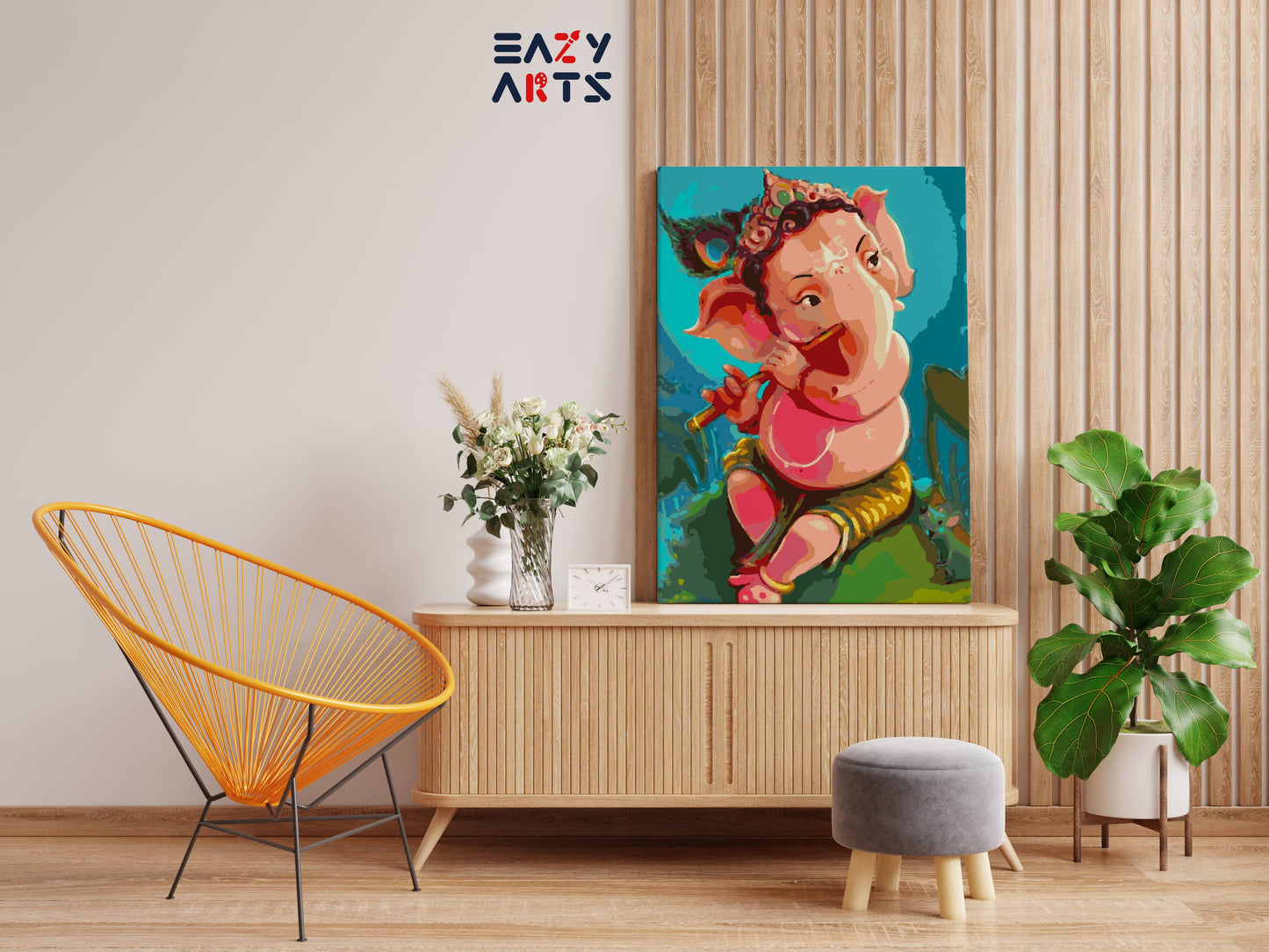 Lord Ganesha Playing Flute Paint By Numbers kit