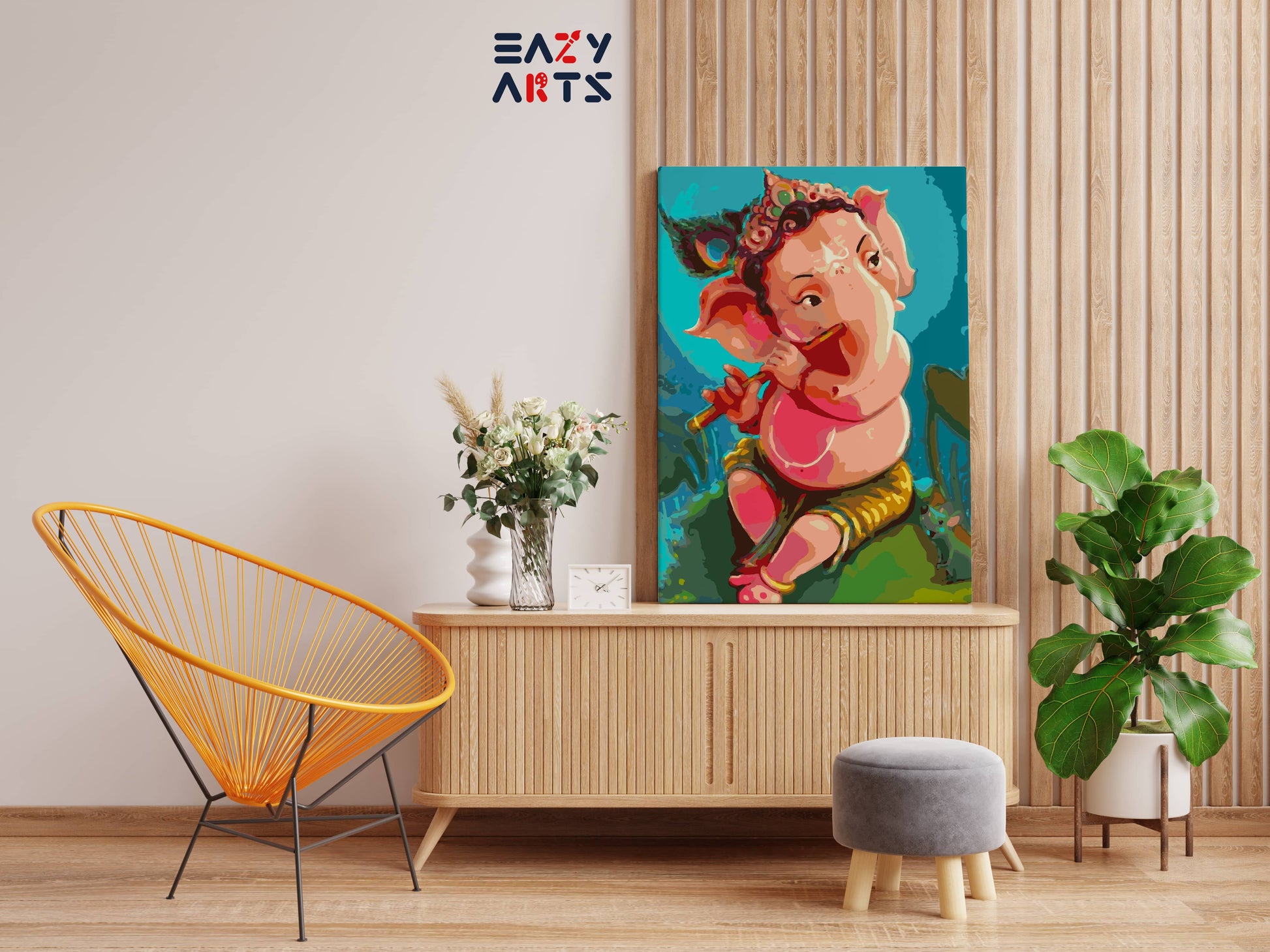 Lord Ganesha Playing Flute Paint By Numbers kit