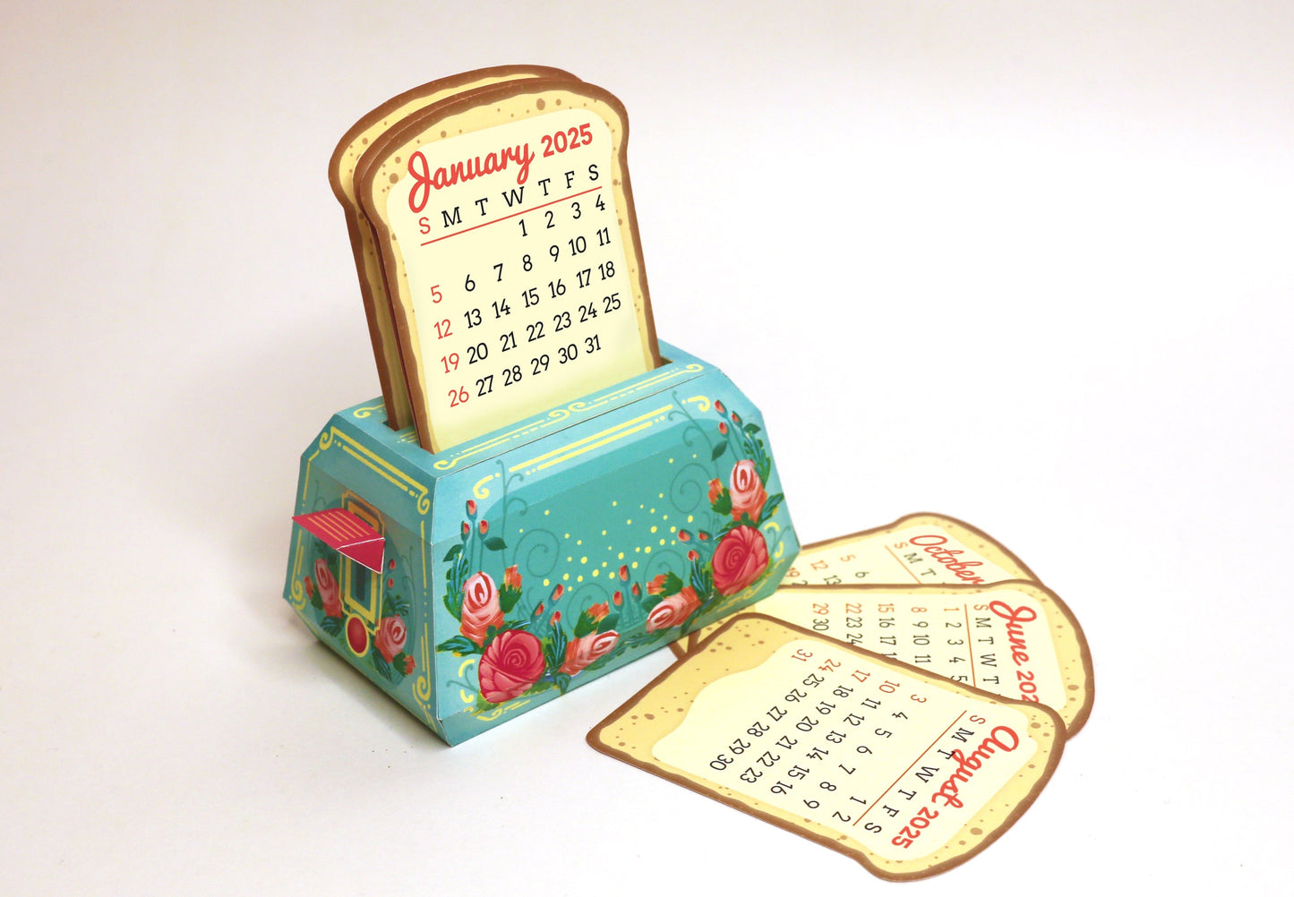 Mini Toaster Desk Calendar 2025 - DIY Paper Craft Kit