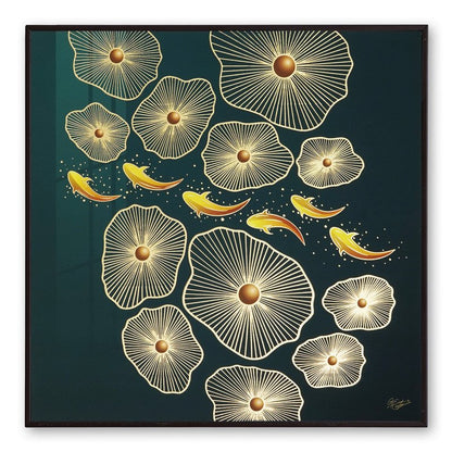 Golden Embossed Wall Painting For Home Decoration , Paintings for Living Room , Modern Art Wall Pinting, For Home Decor (12X12 INCH)