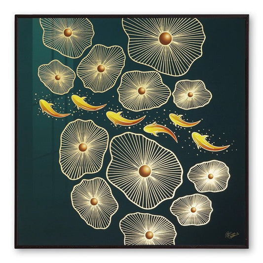 Golden Embossed Wall Painting For Home Decoration , Paintings for Living Room , Modern Art Wall Pinting, For Home Decor (12X12 INCH)