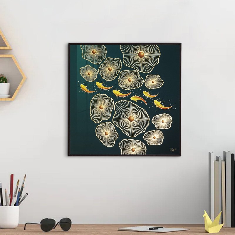 Golden Embossed Wall Painting For Home Decoration , Paintings for Living Room , Modern Art Wall Pinting, For Home Decor (12X12 INCH)