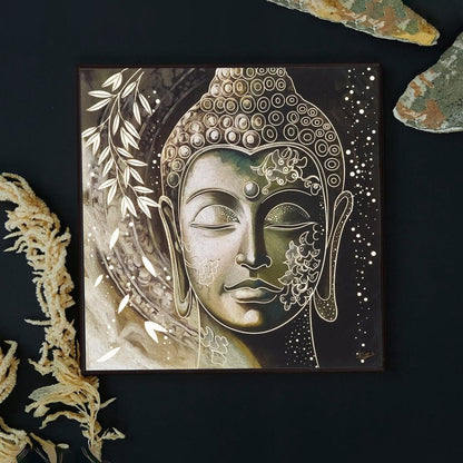 Golden Embossed Wall Painting For Home Decoration , Paintings for Living Room , Modern Art Wall Pinting, For Home Decor (12X12 INCH)