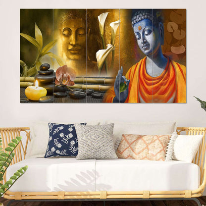 Set Of 5 Wooden Framed Wall Paintings