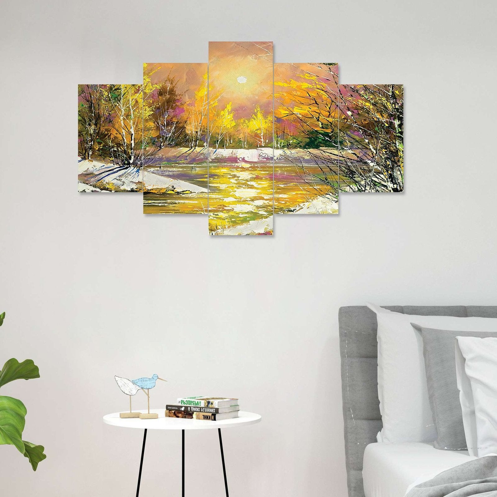 Modern Art Set of Five 3D Framed Paintings for Wall Decoration – Ideal for Home, Living Room, and Bedroom (125 x 60 CM)
