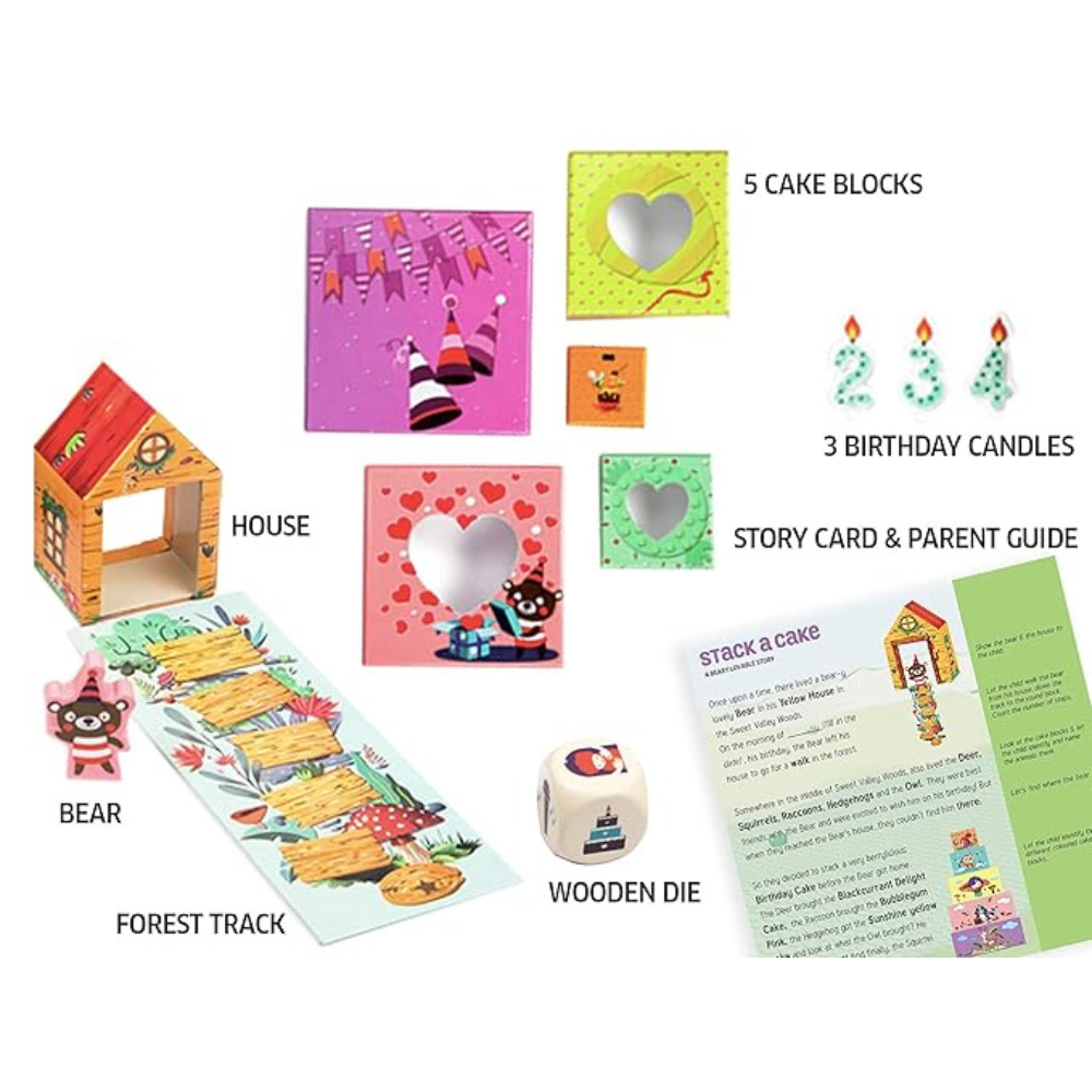 Chalk and Chuckles Stack a Cake, 3-6 Years | First Educational Board Game for Toddlers | Learning Toy for Preschool Kids Multi-color