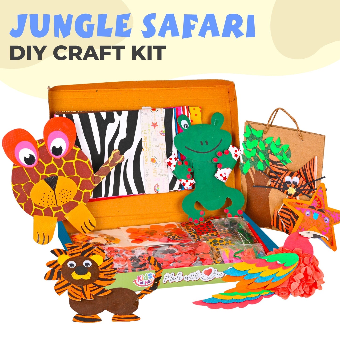 DIY SAFARI CRAFTING PACK- ALL IN ONE BUMPER KIT WITH OVER 300 PCS FOR CREATIVE CRAFTS