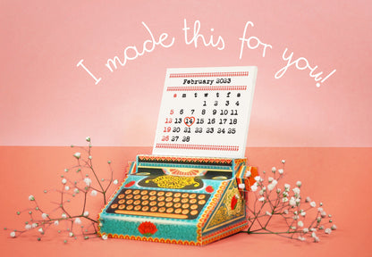 Colourful Typewriter Desk Calendar 2025 & 2026 DIY Paper Craft Kit