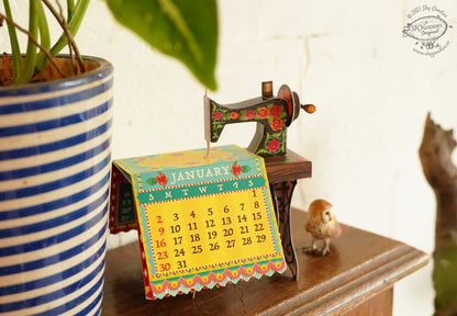 Mini Sewing Machine Desk Calendar 2025 DIY Paper Craft Kit