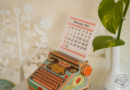 Colourful Typewriter Desk Calendar 2025 & 2026 DIY Paper Craft Kit