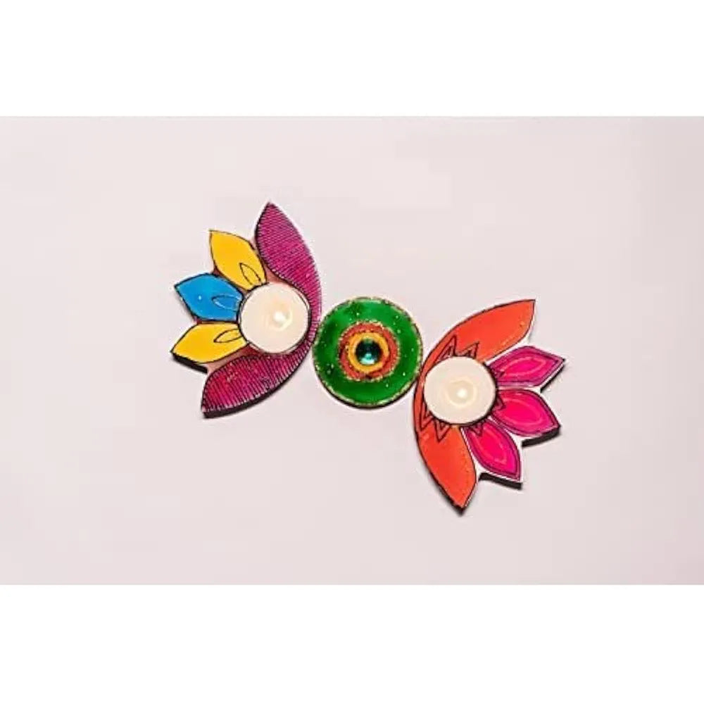 Fevicreate Dazzling Decoration Kit | Paint Your Own Festive Decoration | Contains Diya Cut-Outs, Tea-Light Holders, Decorative Stones & More | by Fevicol | Decorative Items for Festive and Gifting