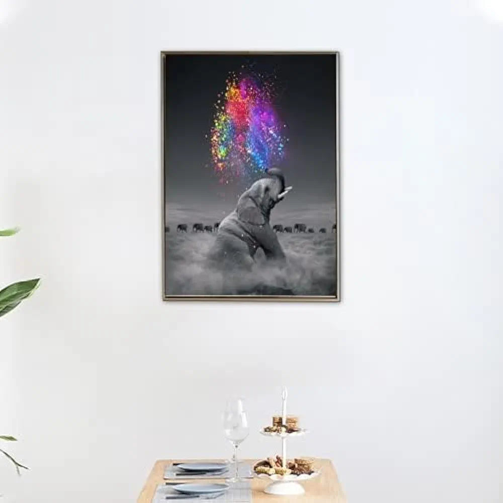 TREXEE Holi Elephant 5D Diamond Painting by Number Kits for Adults & Kids, 12x16inch DIY Full Drill Embroidery Cross Stitch Pictures Art Kit, Diy Diamond Painting Kit Diy Painting kit 