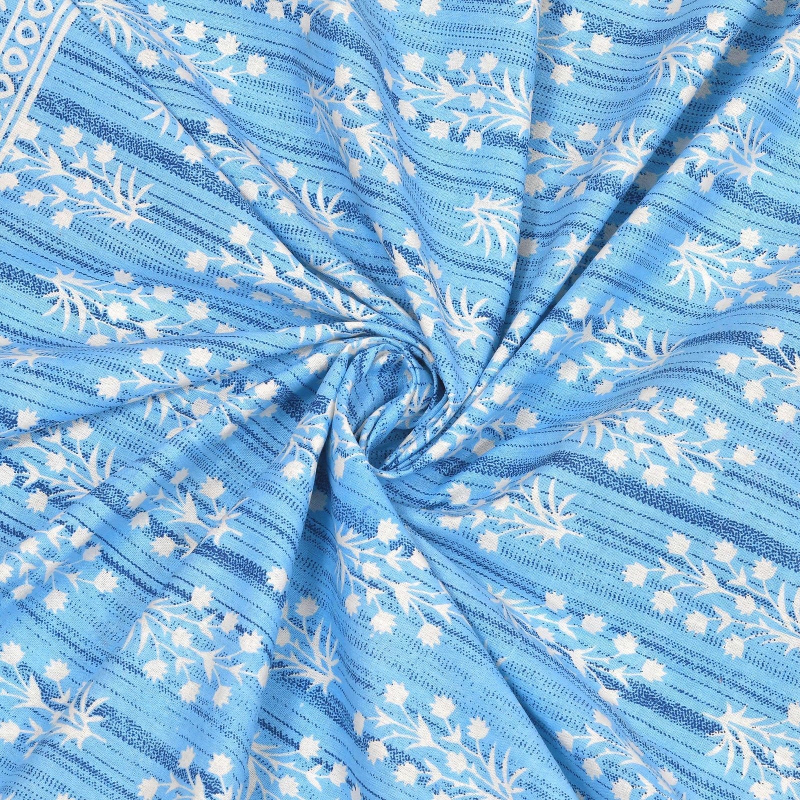 100% Pure Cotton Traditional Printed Bedsheet for Double Bed King Size Bedsheet with 2 Pillow Covers