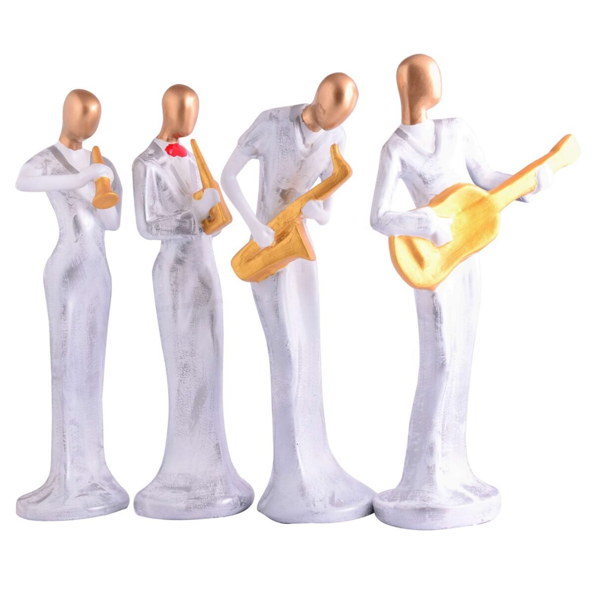 Modern metal musician golden white statue Resin figurine Contemporary art Music decor Metal sculpture, Modern home decor, Musician gift