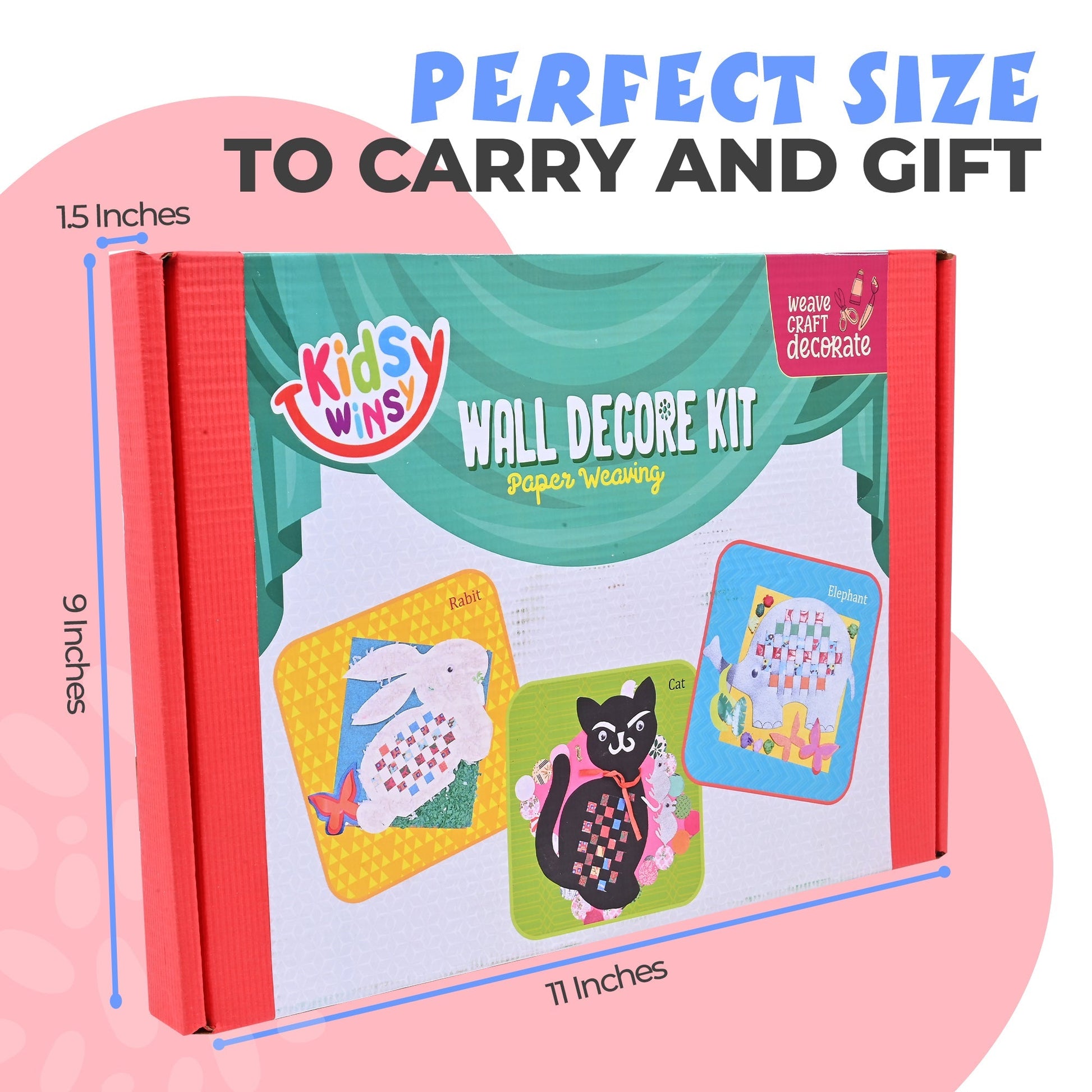 DIY Paper Weaving Wall Decor Set of 3 Animal Activity Kit- ELEPHANT, RABBIT & CAT