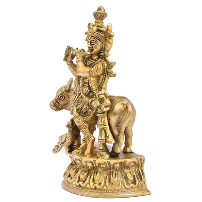 The Advitya Brass Krishna With Nandi Statue