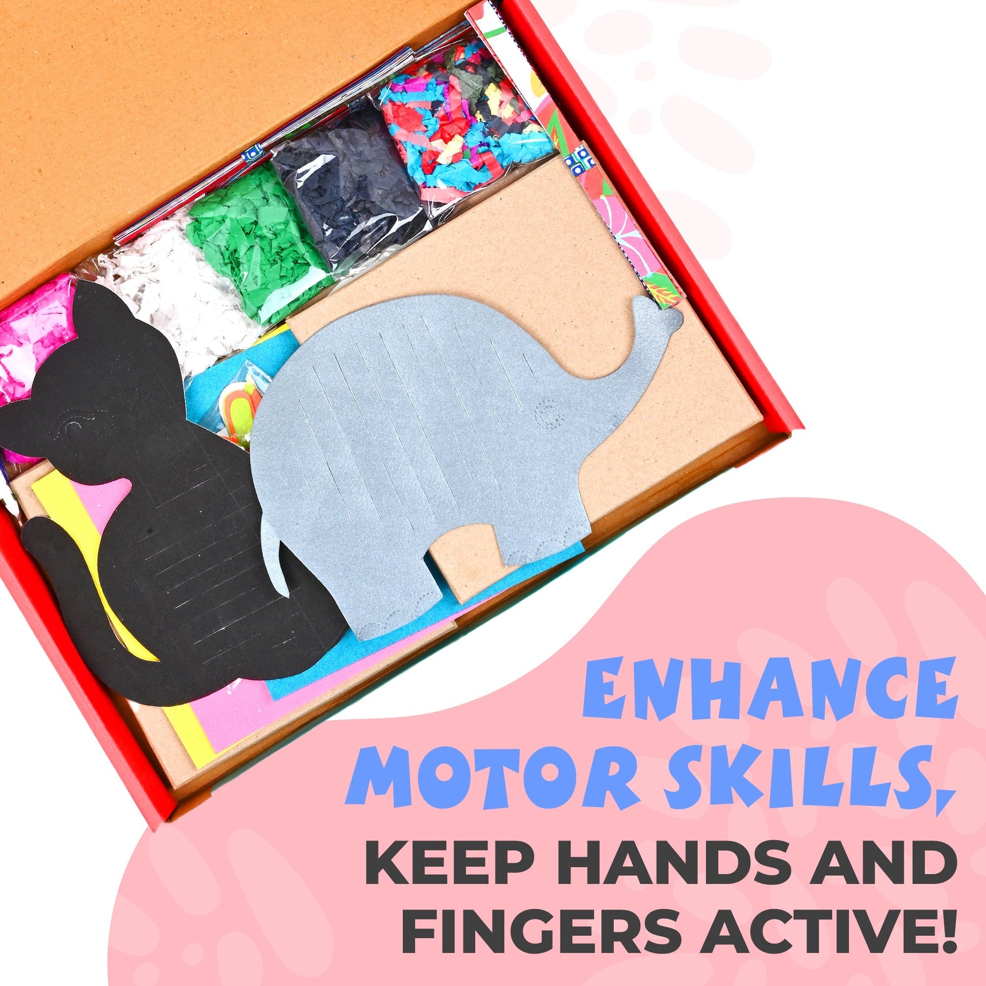 DIY Paper Weaving Wall Decor Set of 3 Animal Activity Kit- ELEPHANT, RABBIT & CAT