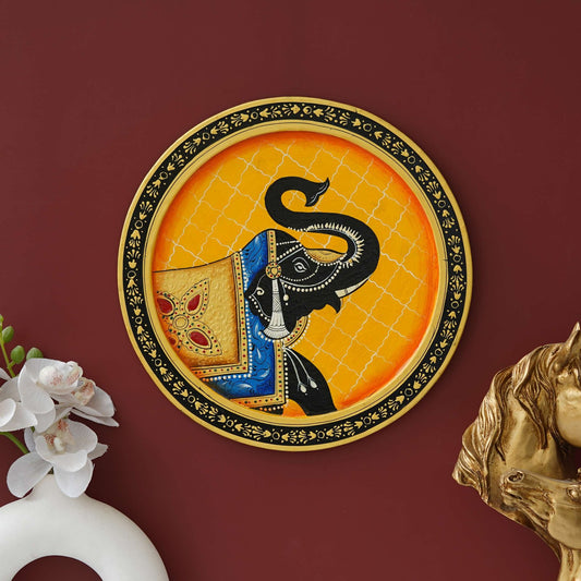 Unique Pichwai Elephant Painting for Home Decor , Colorful Pichwai Elephant Wall Art