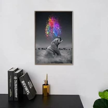 TREXEE Holi Elephant 5D Diamond Painting by Number Kits for Adults & Kids, 12x16inch DIY Full Drill Embroidery Cross Stitch Pictures Art Kit, Diy Diamond Painting Kit Diy Painting kit 