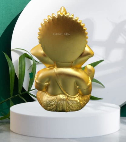 Gold Art India Gold Plated Satin Ganesha Vinayagar Pillayar Idol Versatile Car Dashboard and Home