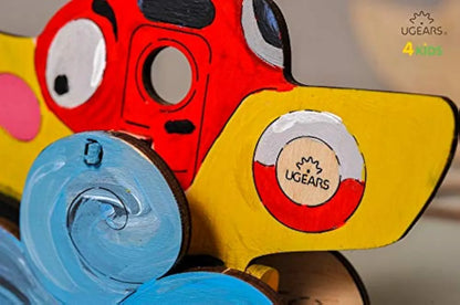 Ugears Steamboat - 3D Wooden Jigsaw Puzzle Games - Kids Coloring kit - STEAM Learning Brain Games Toys & Ship Puzzles for Kids - Building Toys & Building Sets for Kids - DIY Kits for Kids