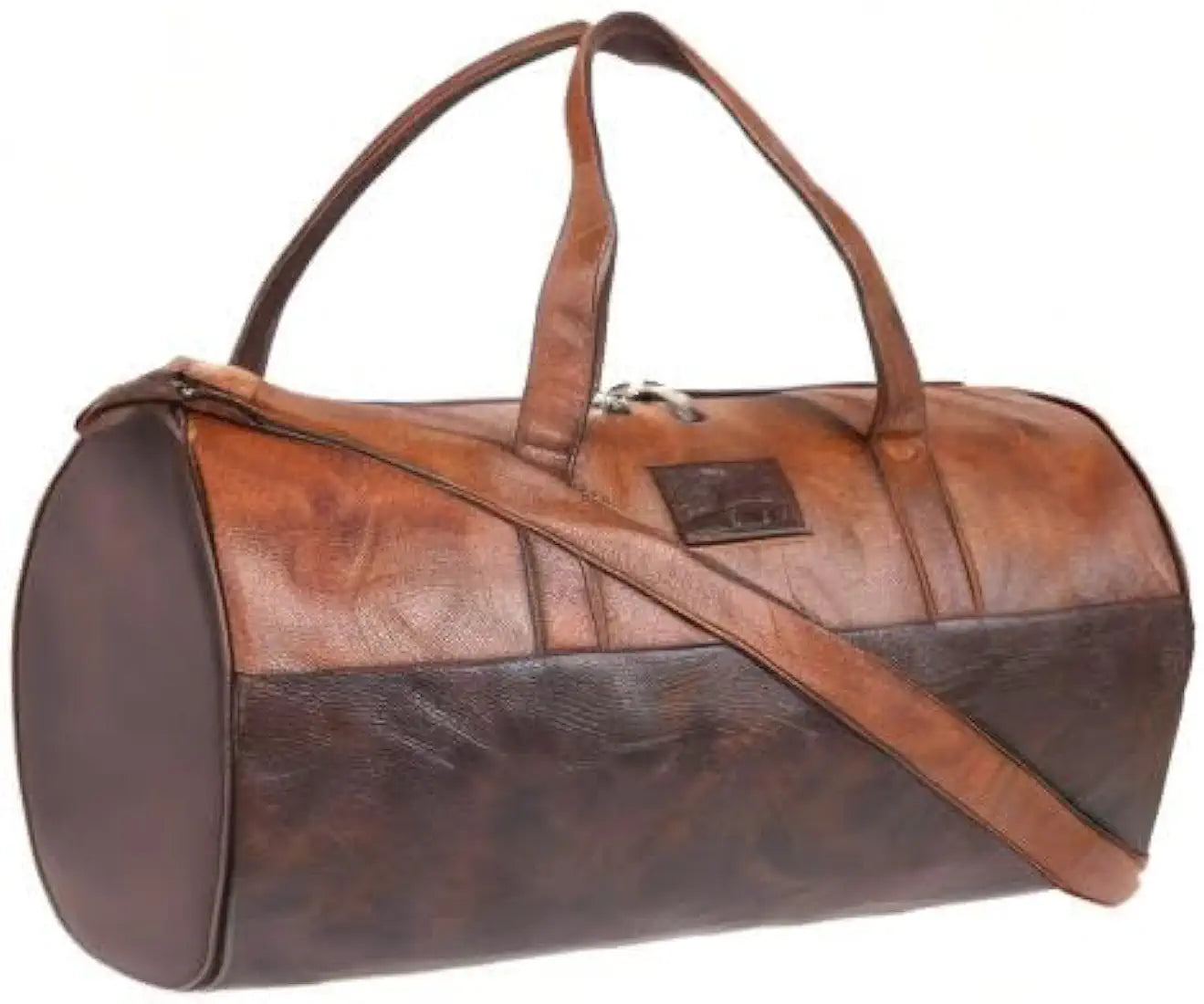 Fur Jaden Tan Leatherette Gym Bag for Men Women Boys Girls Travel Duffle Weekender Bag 23L